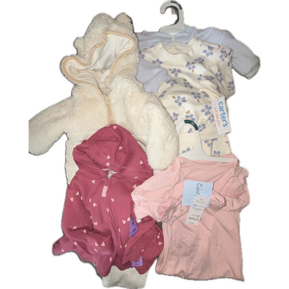 Carters Baby Girl 3 Months Fall Winter Clothing Lot Of 4 Jacket Outfit PJ NWT
